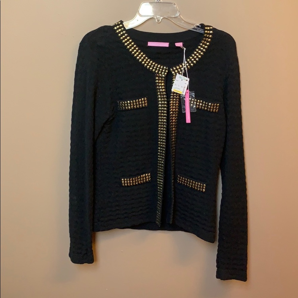 Black cardigan with gold studs